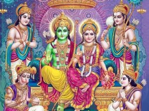 Indian-demigod-rama-with-wife-Sita-Laxman-Bharat-Hanuman-and-Nakul-Sahadev