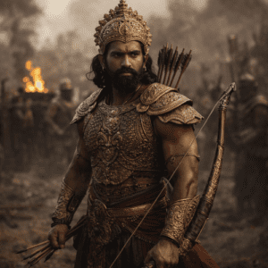 Image of the legendary warrior prince Indrajit from Hindu mythology, known for his valor and mastery in battle.