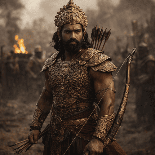 Image of the legendary warrior prince Indrajit from Hindu mythology, known for his valor and mastery in battle.