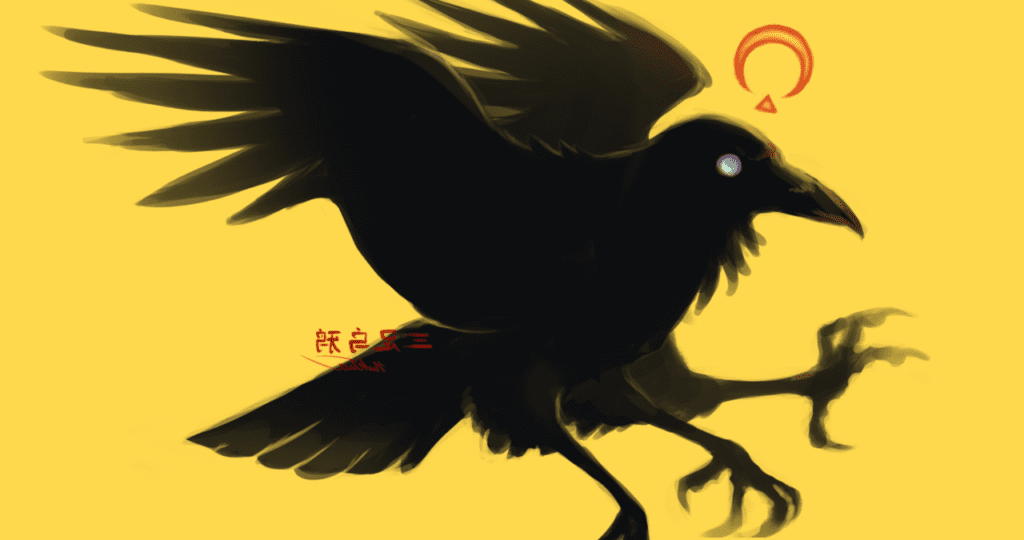 Ink-version-of-Sazuwu-the-3-legged-crow