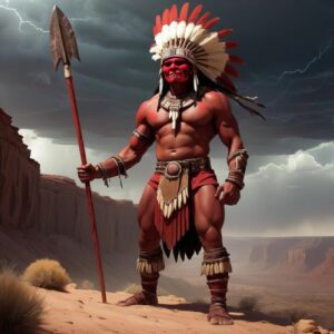 Hopi guardian of fire Masauwu on the Hopi cliffs