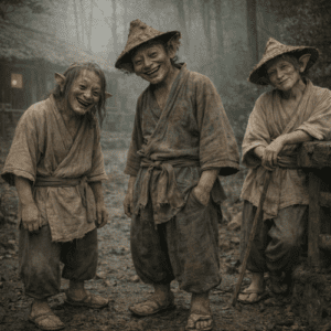 The Korean trickster goblins Dokkaebi in a Korean forest