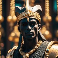 Egyptian god of the underworld and rebirth Osiris in his regal attire