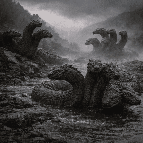 Kucedra, the mythical serpentine creature known for its destructive power and dark presence.