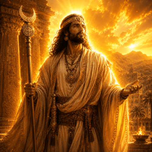 Image of Anbay, the wise god associated with justice and guidance in folklore.