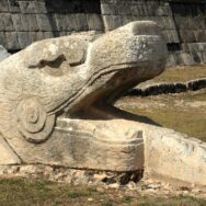 Kukulkan sculpture depicting the Serpent God