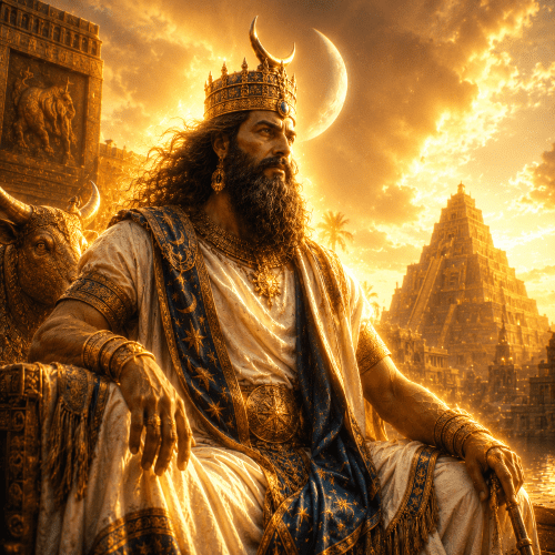 Image of the radiant moon goddess Nana Suen, symbolizing cycles, intuition, and celestial guidance.