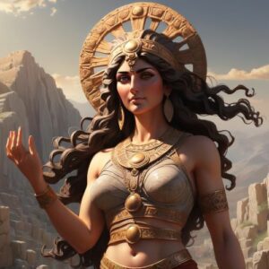 Image of the radiant sun goddess Arinniti bringing light, warmth, and vitality.