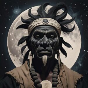 Image of the Black God depicted as a powerful dark deity embodying mystery, strength, and cosmic energy.