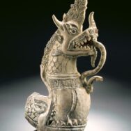 Makara statue - A sculpted figure showing the fusion of an elephant and a crocodile.