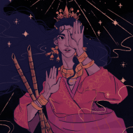Mayari, the Moon Goddess, holding a crescent moon
