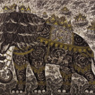 Erawan, the elephant god in Thai mythology depicted in artwork