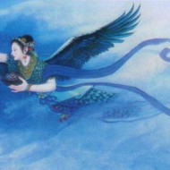 Illustration of Jingwei, the Bird that Tries to Fill the Sea