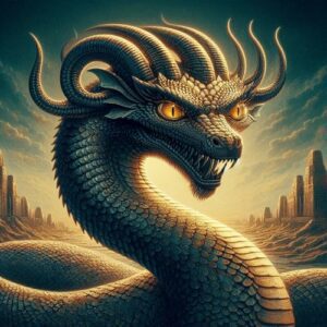 Image of the serpentine water demon Bashmu from Mesopotamian mythology