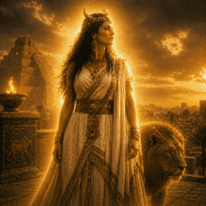 Image of the Mesopotamian goddess Ishtar, symbolizing love, war, and fertility.
