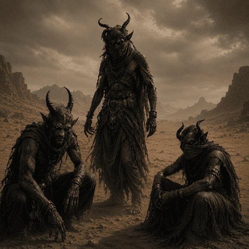 The Jinn on a dessert backdrop