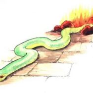 he Sacred Snake Zaltys depicted in a traditional art style