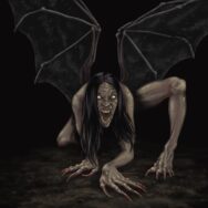 Aswang with wings and fangs