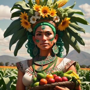 Image of Chicomecōātl, the Aztec goddess of maize, fertility, and agricultural abundance.