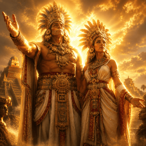 Image of the dual god Ometotl representing balance, creation, and the unity of opposites in Aztec mythology