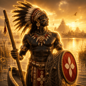 Image of Opochtli, Aztec god of fishing and hunting.