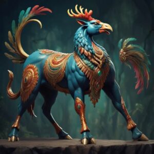 Image of the mythical composite creature Navagunjara, embodying multiple animals in a single divine form.