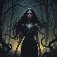 Manlalyog_ An image of the Manlalayog in a dark shadowy forest