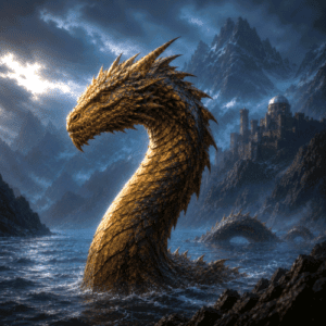 Image of Al-Tinnin, the mythical water dragon from Middle Eastern folklore.