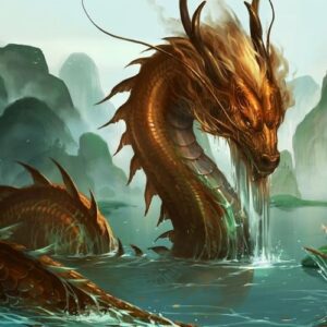 Image of Imugi, the lesser serpent-like dragon from Korean mythology.