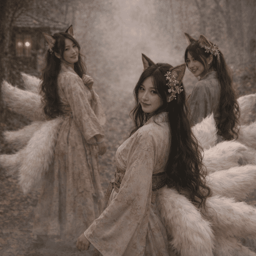 The mystical fox spirit Kitsune, known for shape-shifting, intelligence, and magical trickery