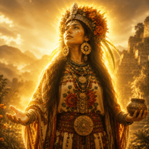 Image of the Aztec mother goddess Tonantzin, symbolizing fertility, earth, and protection.