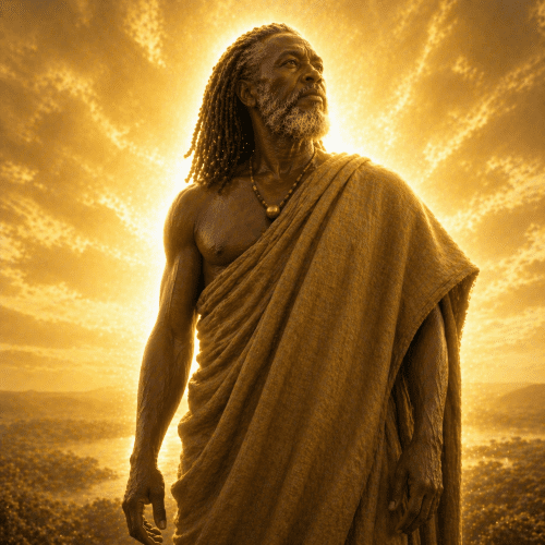 Image of Nyame, the Akan sky god, depicted in traditional mythological art style.