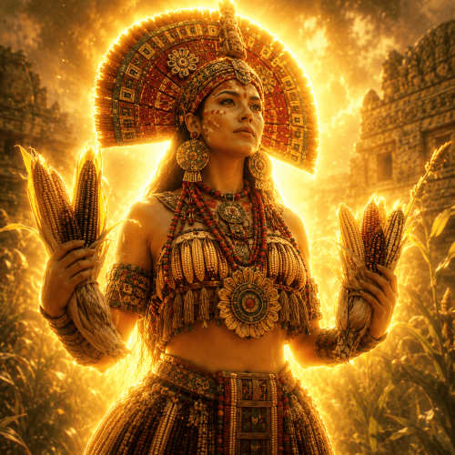 Image of Chicomecōātl, the Aztec goddess of maize, fertility, and agricultural abundance.