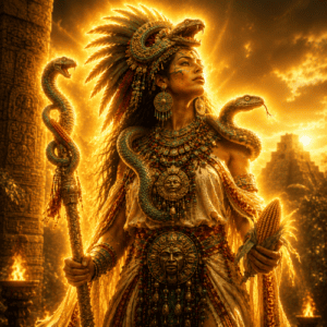 Image of the Aztec serpent goddess Cihuacotl, associated with childbirth, fertility, and protection.