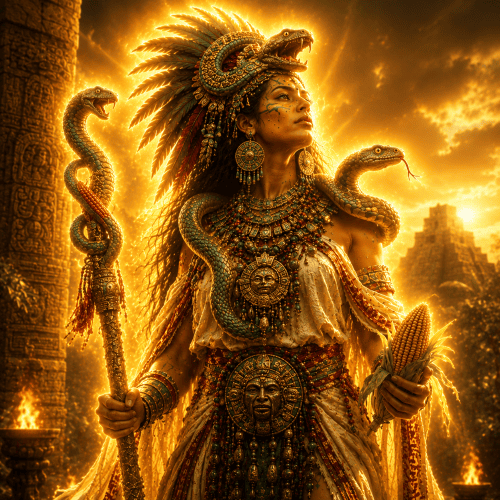 Image of the Aztec serpent goddess Cihuacotl, associated with childbirth, fertility, and protection.