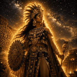 Image of Citlalicue, the starry-skirted Aztec goddess of creation and the night sky.