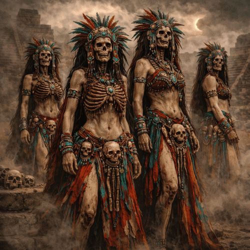 Image of the fearsome Aztec star demon Tzitzimitl associated with darkness and celestial danger