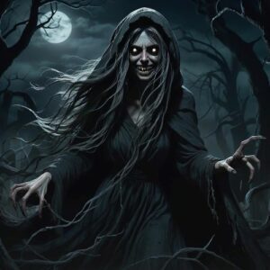 Image of the terrifying Night Hag, a nocturnal witch-like spirit that haunts dreams and spreads fear.