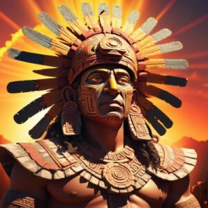 Image of Tonatiuh, the radiant Aztec sun god representing light, life, and cosmic energy.