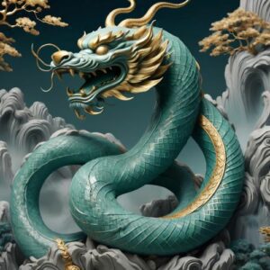 Chinese serpent Fuxi as a colossal beast