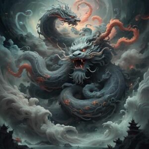 The Chinese primordial being Hundun in the form of a dragon