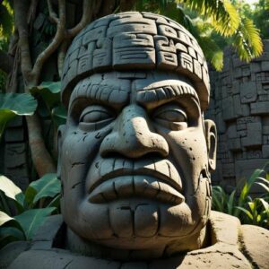 Stone visualization of the Olmec Maize God