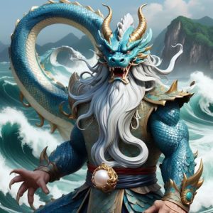 The dragon of the East Seas, Ao Guang standing in the sea