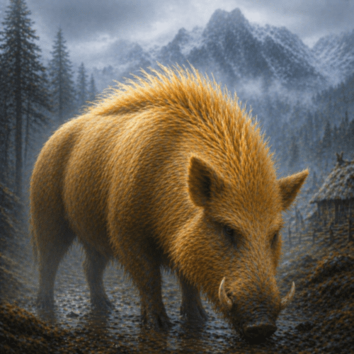 Image of Gullinbursti, the golden-bristled boar from Norse mythology.