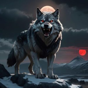 Image of Hati, the wolf from Norse mythology who chases the moon.