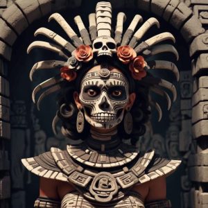 Image of Mictecacihuatl, Aztec goddess of the underworld and the dead.