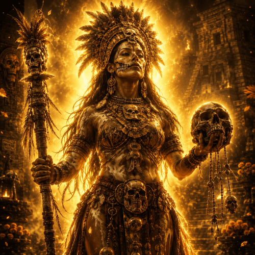 Image of Mictecacihuatl, Aztec goddess of the underworld and the dead.