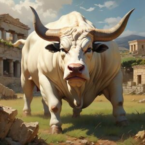 Image of the Cretan Bull, the mythical creature from Greek mythology.