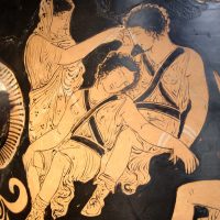 Mythlok - Erinyes ancient Pottery showing The three Erinyes from Greek mythology