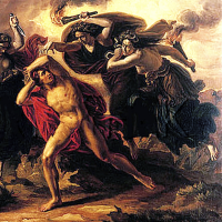 Mythlok - Erinyes art Painting of The three Erinyes from Greek mythology